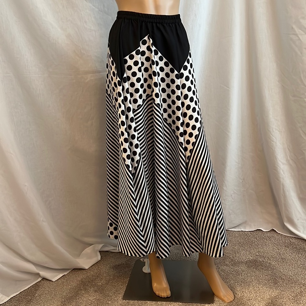 Polka dot and striped lightweight swing skirt